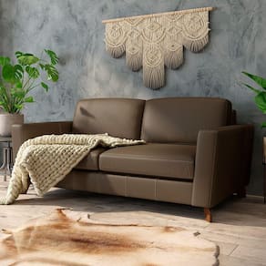 Sofá Sala De Estar Living 4 Lugares 280cm Presley Pés Madeira Couro Capuccino G52 - Gran Belo