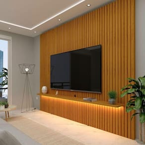 Painel Nobre Ripado Com Led Gelius Ripado/naturale