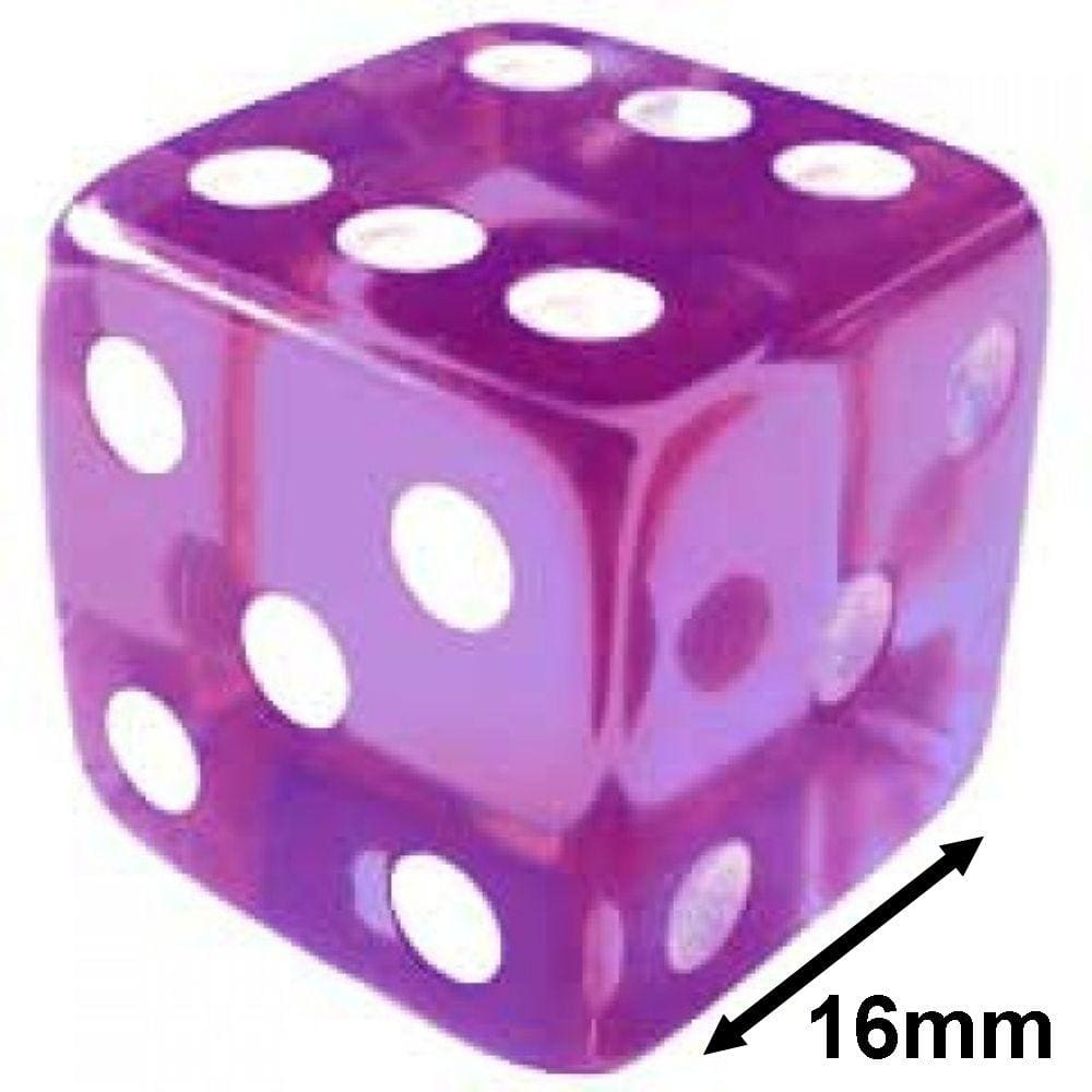 Jogo De Dado 16mm (1,6cm) Roxo Violeta Translúcido EJ Games