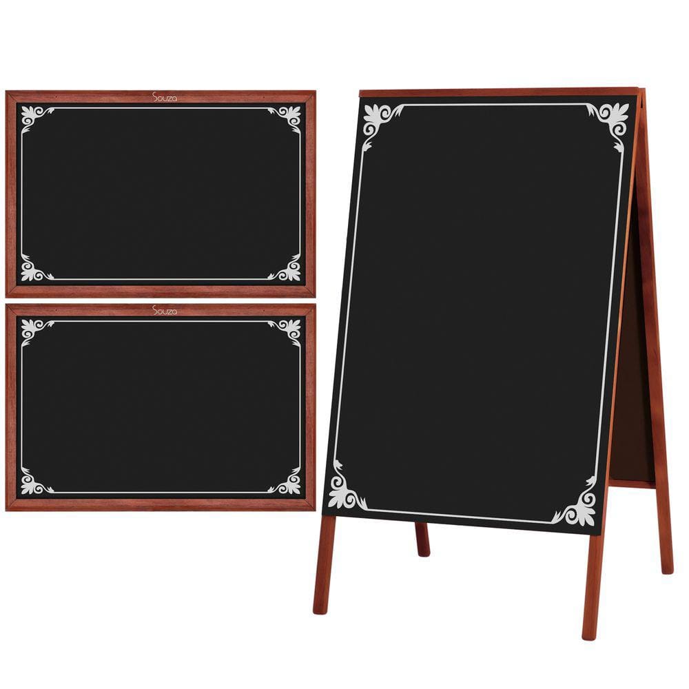Pack Placa Lousa Quadro Cavalete Calçada 70x50 cm para Comércio Madeira Mogno Preto Decor 2