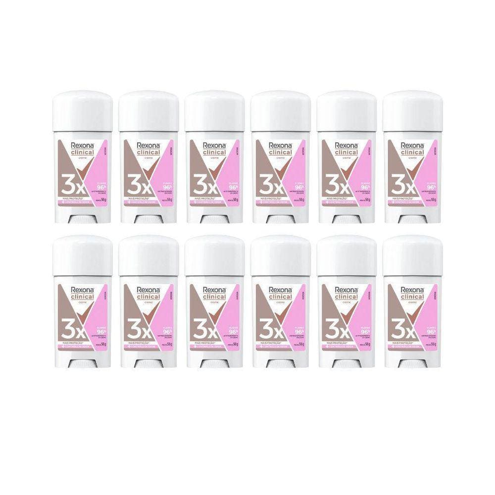 Desodorante Rexona Creme Clinical 58G Fem Classic Kit 12Un