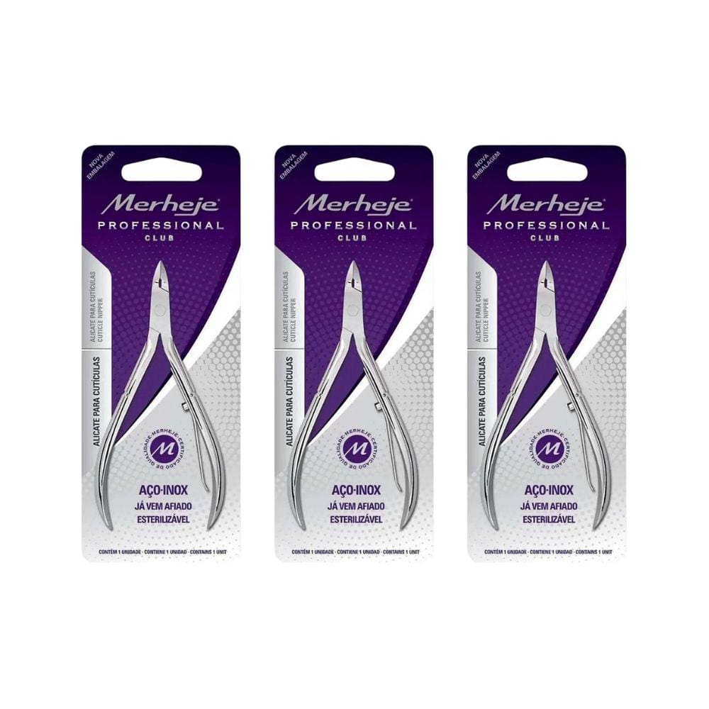 Alicate Merheje Ref 225 Inox Cuticulas - Kit C/ 3un