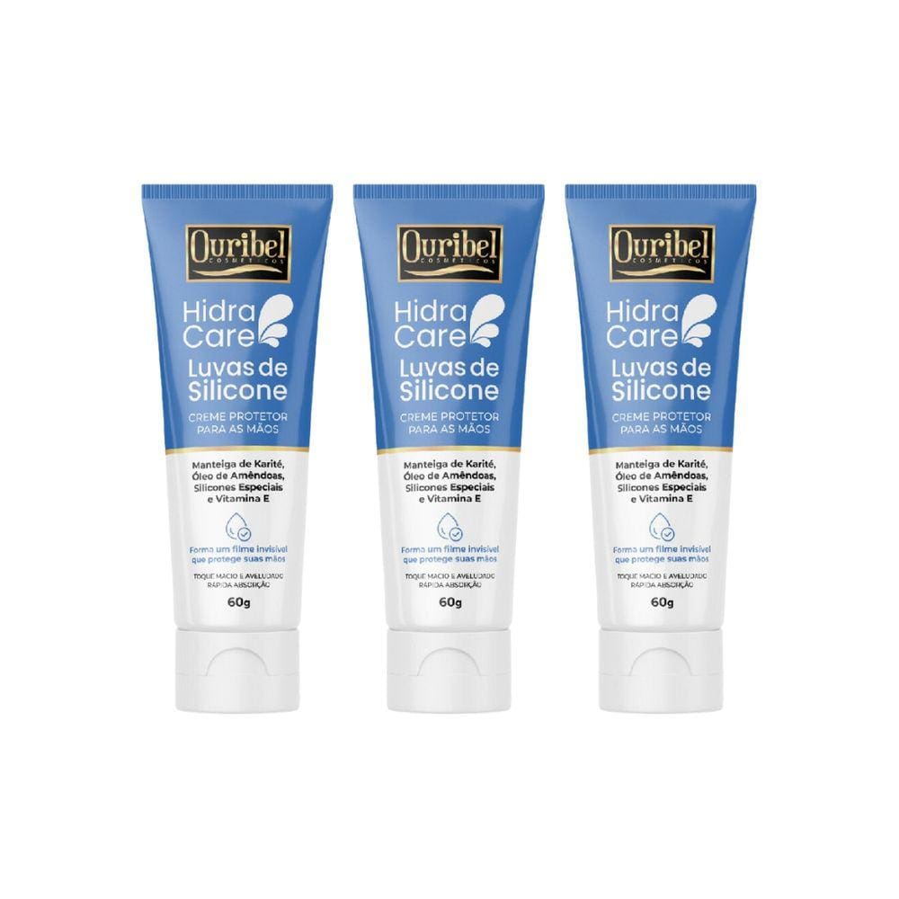 Creme para Maos Ouribel Luva de Silicone 60g - Kit C/ 3un