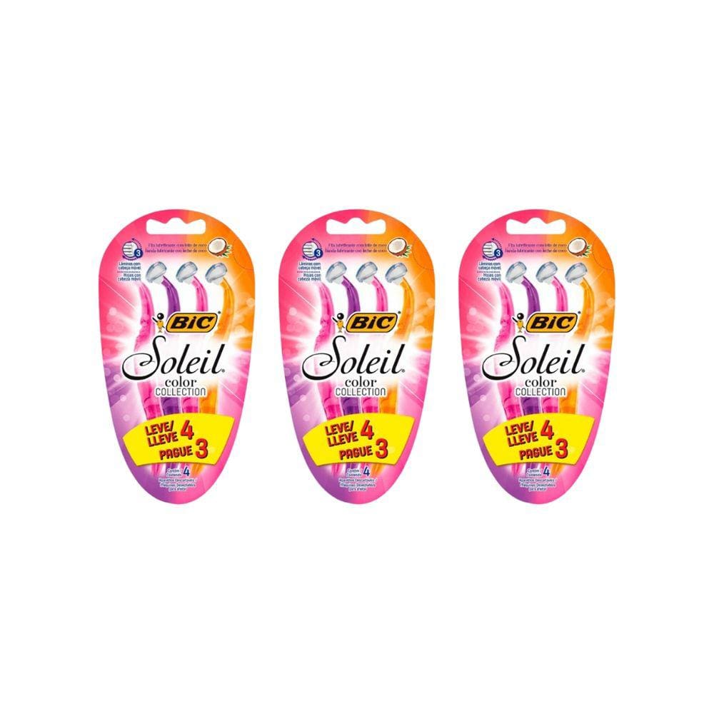Aparelho de Barbear Bic Soleil Com 4 - Kit C/3un
