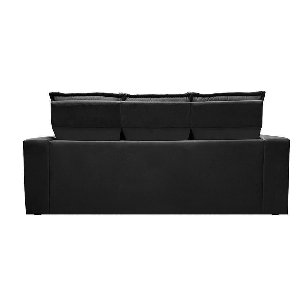 Conjunto De Sofá 3 E 2 Lugares Retrátil E Reclinável Cama Inbox Slim 2,00x1,50m Velusoft Preto