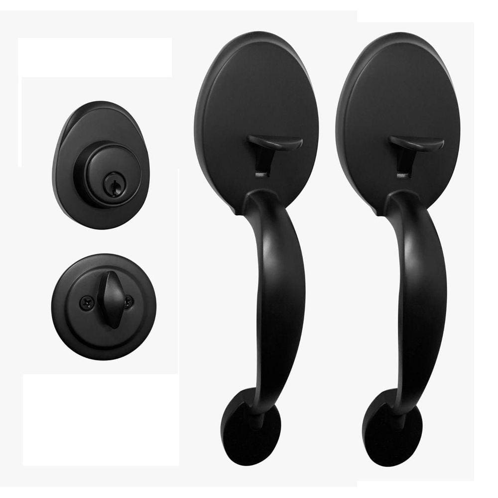 Fechadura Porta Retrô Blim Blim Alça Dupla Preto Fosco