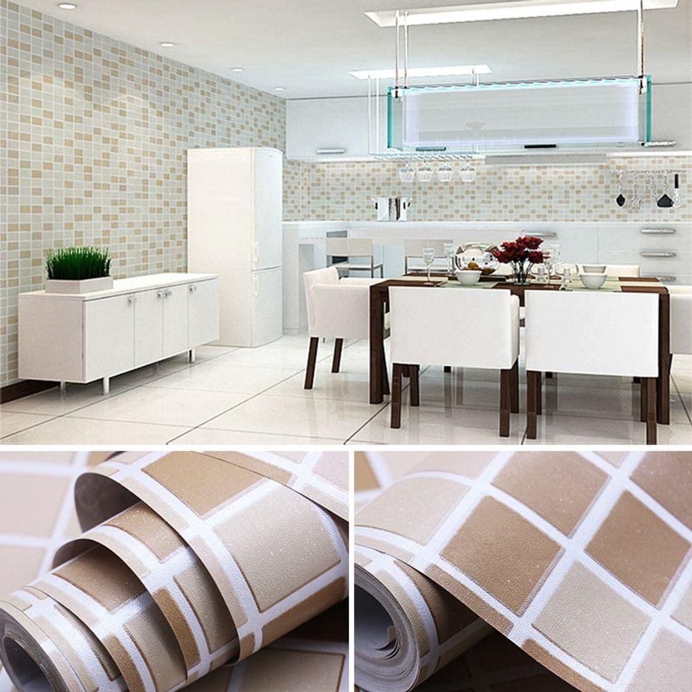 Papel de Parede Estilo Mosaico à Prova d`água Autocolante Pastilhas Azulejo Cozinha e Banheiro