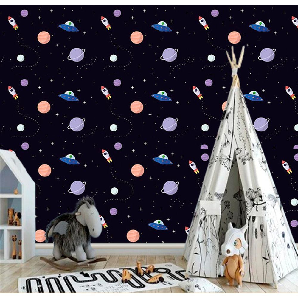 Papel de Parede Infantil Universo Kids Adesivo Impermeável e Lavável Quarto Infantil
