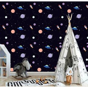 Papel de Parede Infantil Universo Kids Adesivo Impermeável e Lavável Quarto Infantil