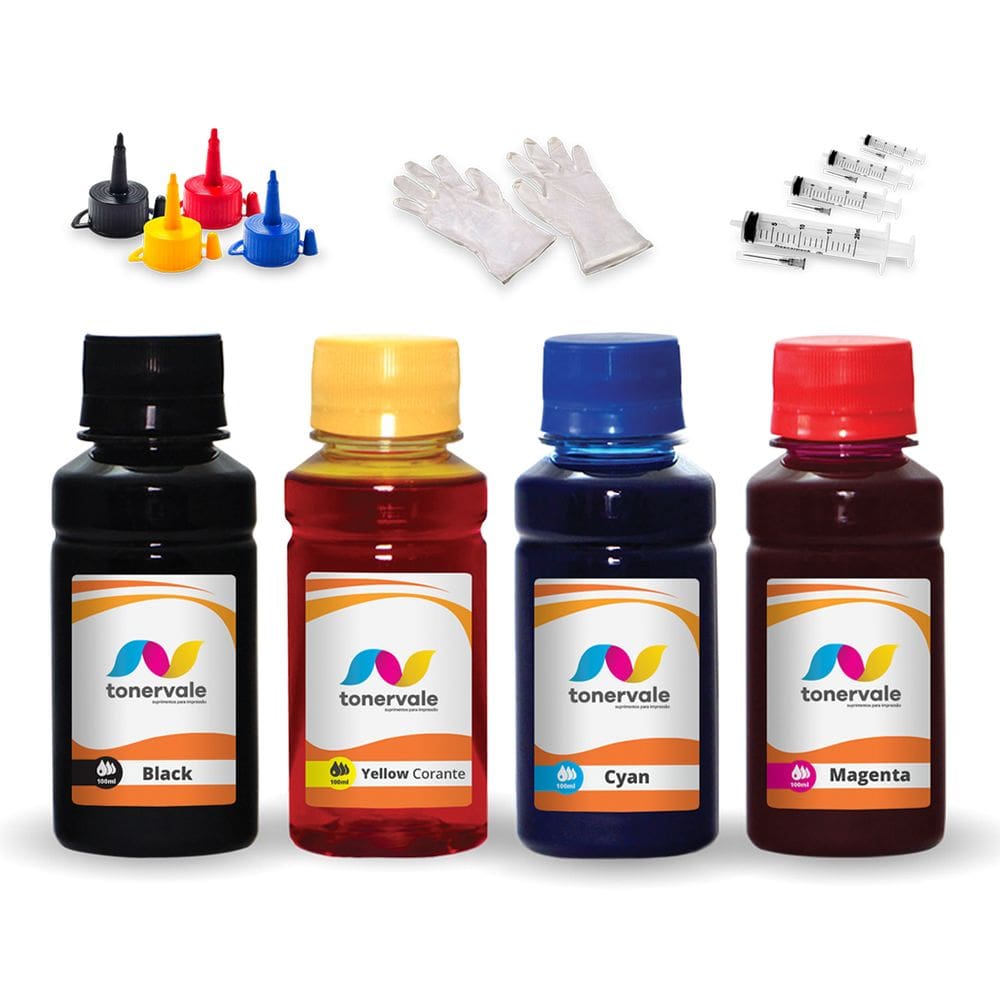 Kit 4 Tinta Para Epson L380 T664120 CMYK 100ml