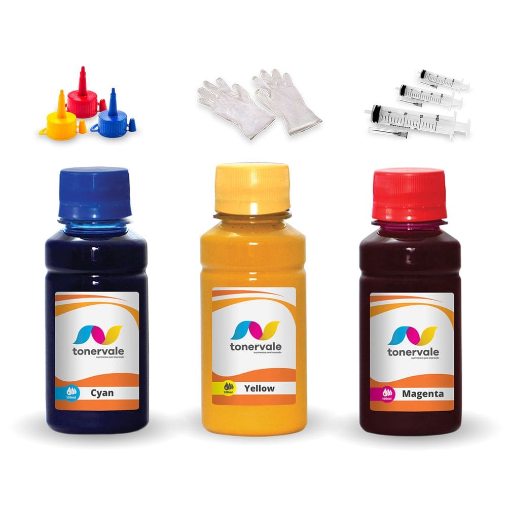 Kit 3 Tinta Para Epson L395 T664120 CMYK 100ml