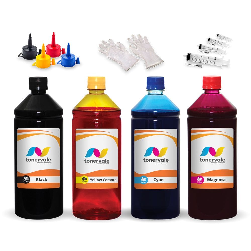 Kit 4 Tinta Para Epson L365 T664120 CMYK 1 Litro