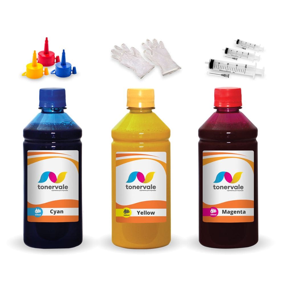Kit 3 Tinta Para Epson L120 T664120 CMYK 500ml