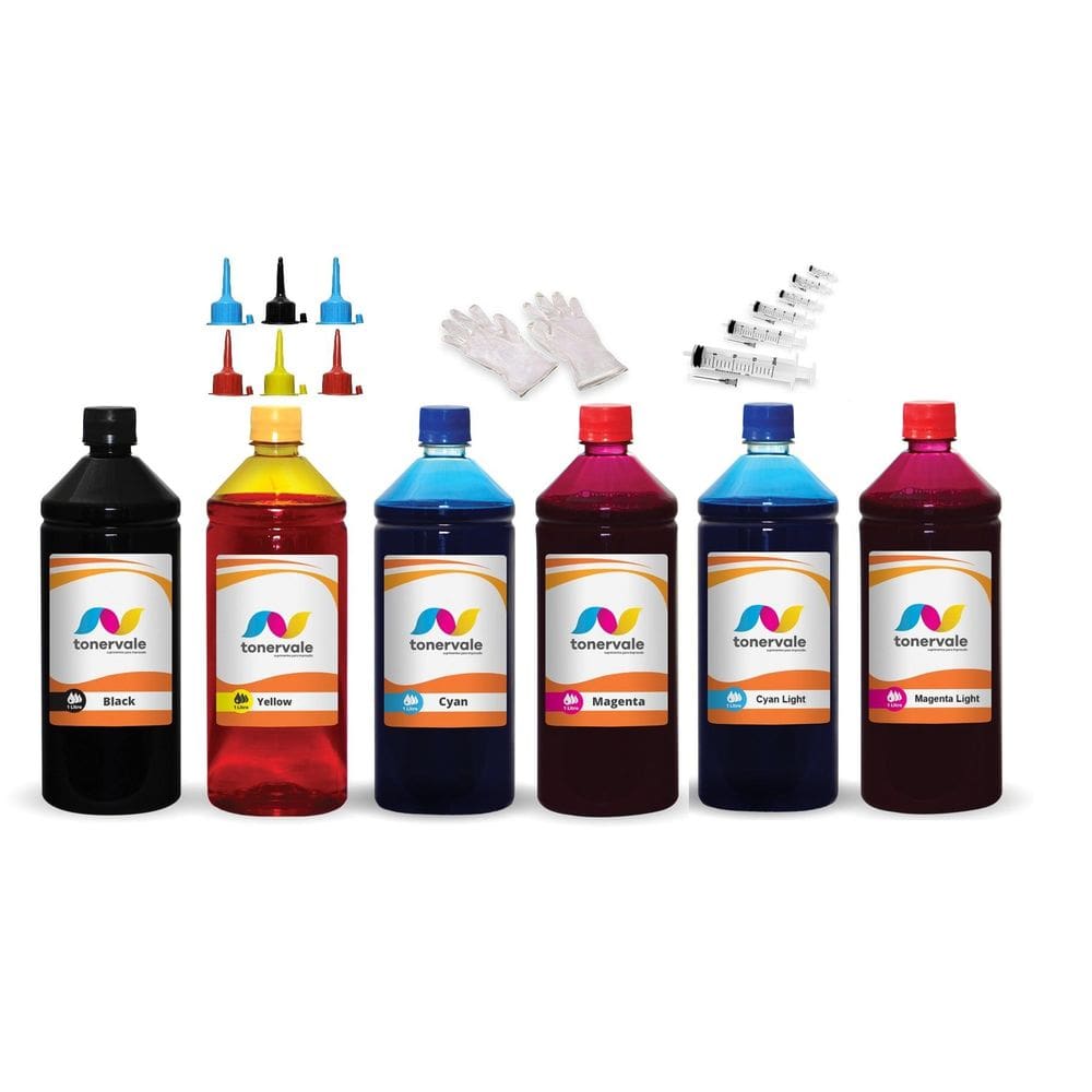Kit 6 Tinta Para Epson L1800 T673120 CMYK 1 Litro