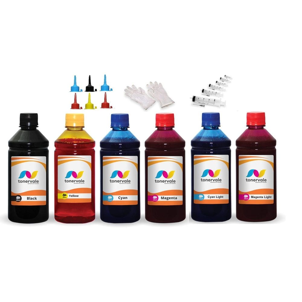Kit 6 Tinta Para Epson L805 T673120 CMYK 500ml