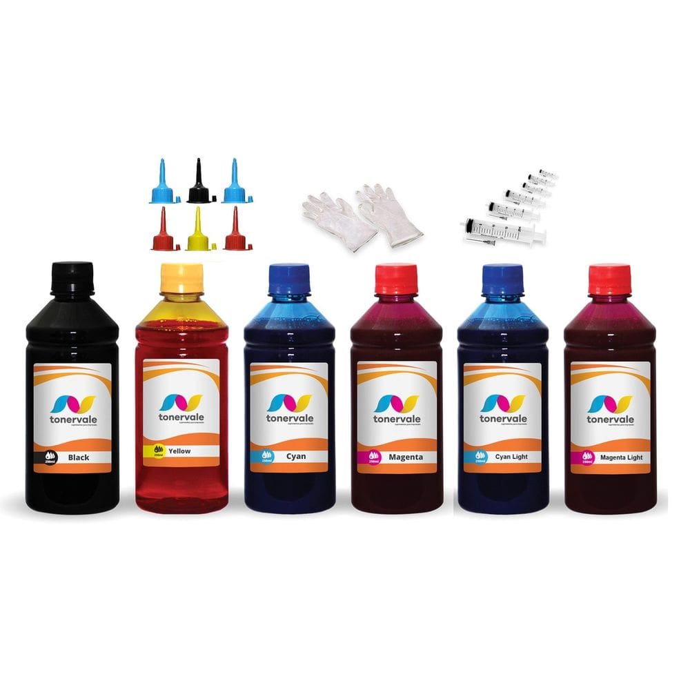 Kit 6 Tinta Para Epson L800 T673120 CMYK 250ml