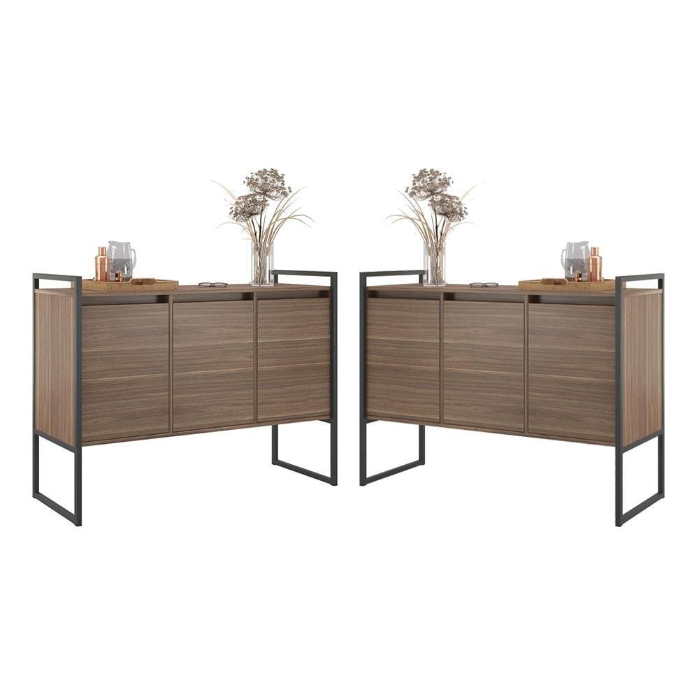 Buffet 3 Portas Rouxe Affara Conjunto 2 Unidades