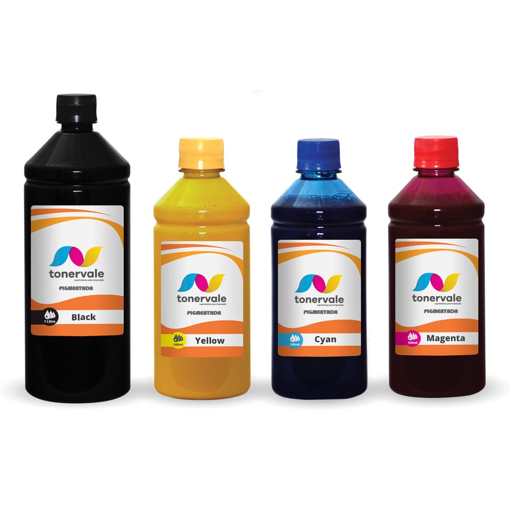 Kit 4 Tinta Compatível Impressora 2,5 Litros CMYK Pigmentado