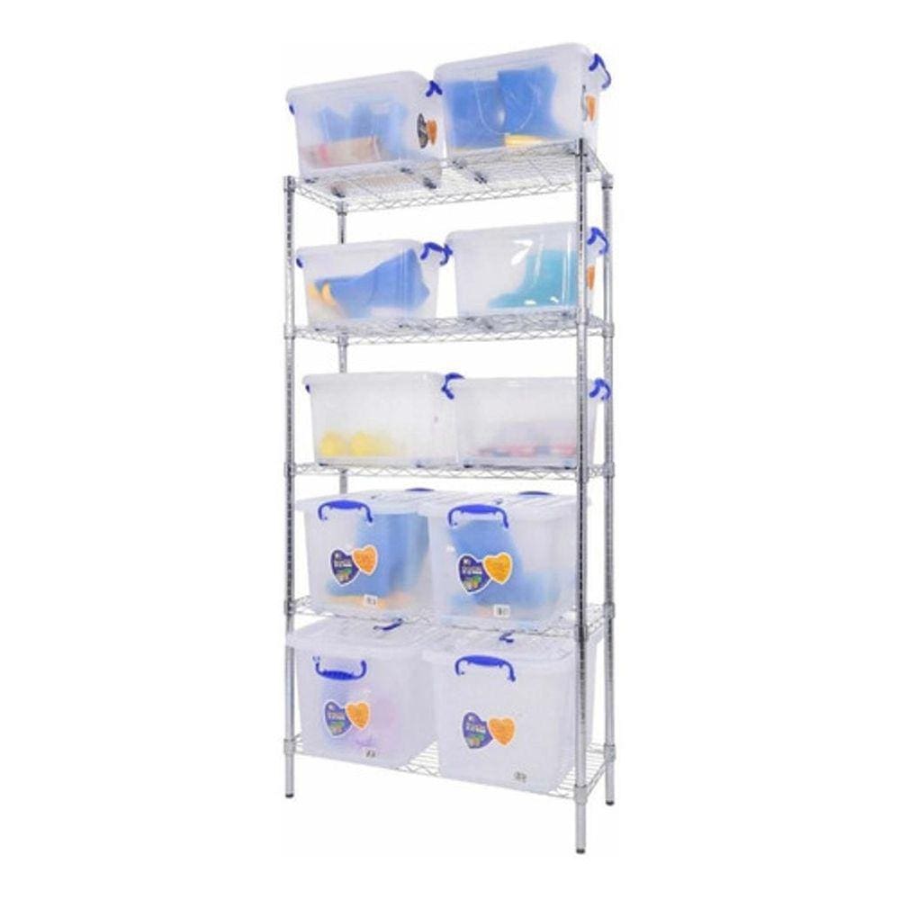 Estante Aço 5 Prateleiras Cromada Aramada 150 Cm C Rodinha
