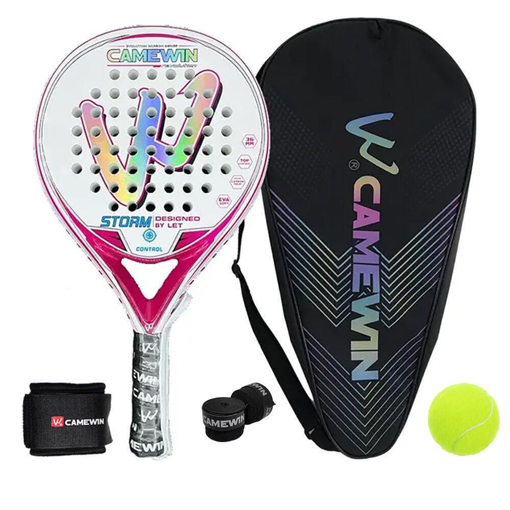 Raquete de tênis de padel CAMEWIN em fibra de carbono 18k 360g + 10g