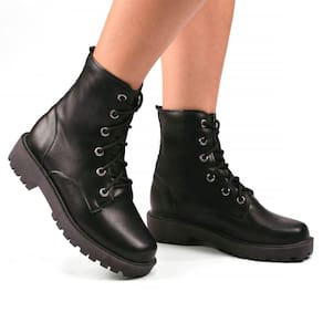 Coturno Bota com Sola Baixa Feminino Blogueir Confort