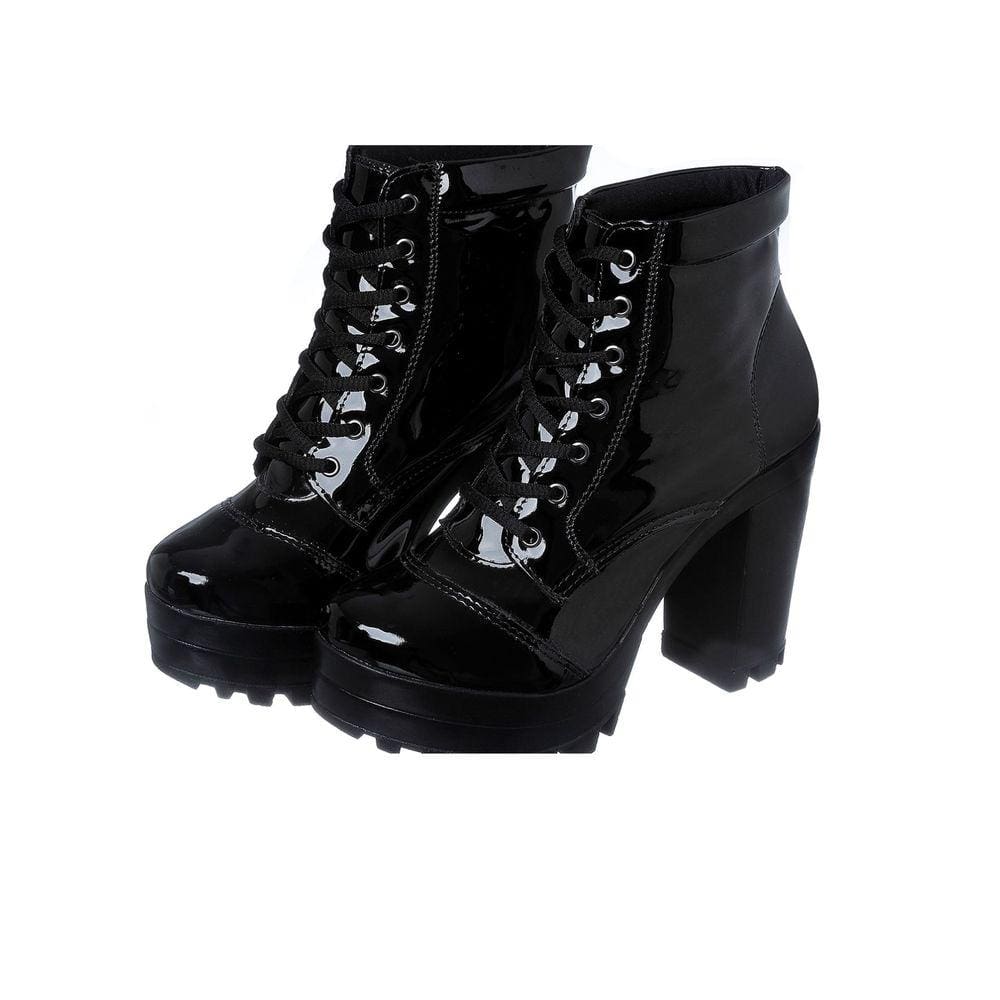 Bota Feminina Conforto Coturno Cano Curto Salto Médio Grosso