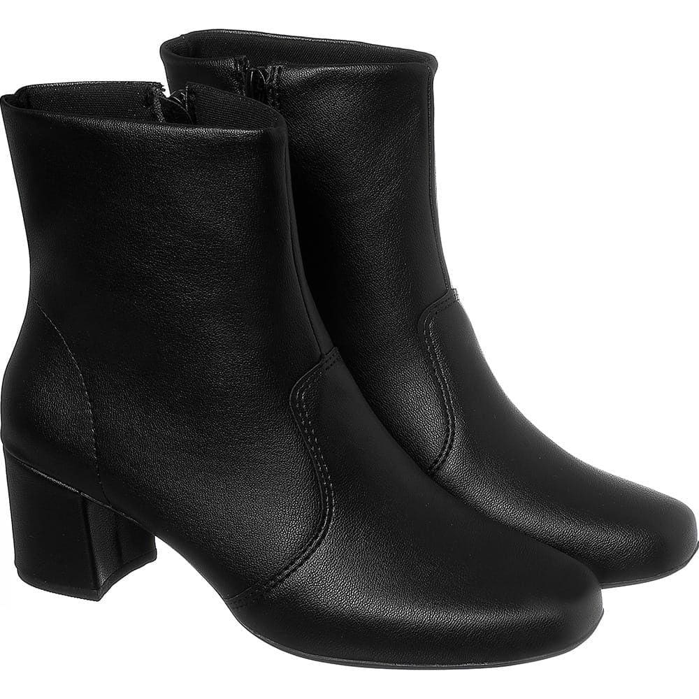 Bota Bico quadrado salto confort fashion Preto