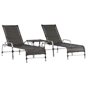 2 Cadeiras Espreguiçadeiras E Mesa Confortável Para Piscina Pedra Ferro