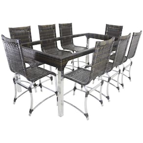 8 Cadeiras E Mesa Jantar Haiti Alumínio Cozinha Edícula Pedra Ferro