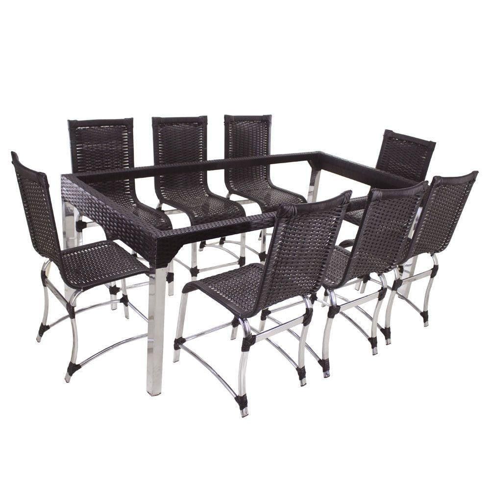 8 Cadeiras E Mesa Jantar Haiti Alumínio Cozinha Edícula Tabaco