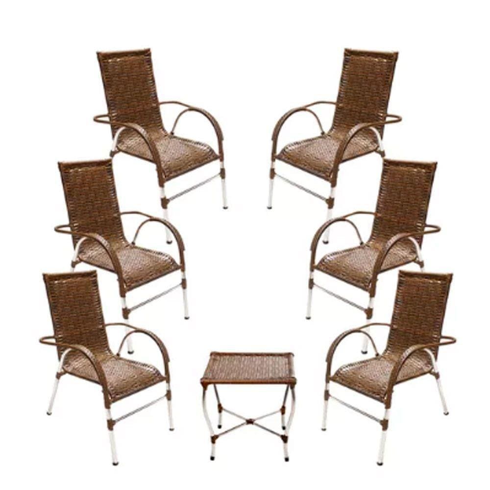 Kit 6 Cadeiras E Mesa Vênus Churrasco Trama Argila