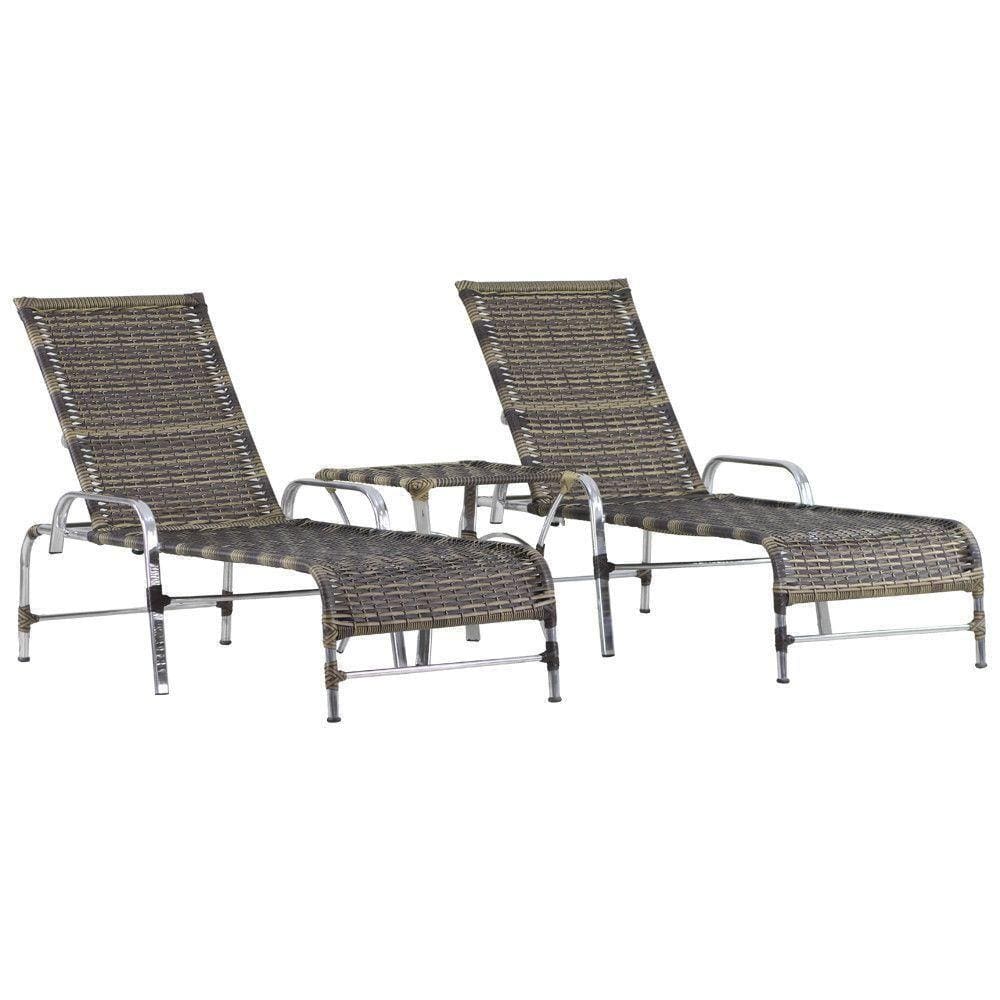 Kit Espreguiçadeiras Catar E Mesa Garden Confortável Trama Capuccino