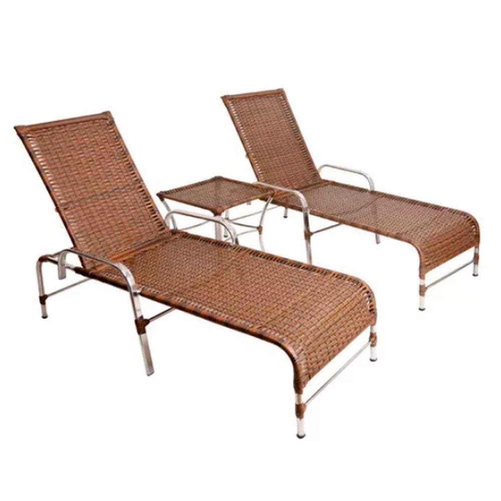 Kit Espreguiçadeiras Catar E Mesa Garden Confortável Trama Argila