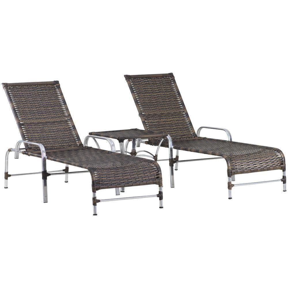 Kit Espreguiçadeiras Catar E Mesa Garden Confortável Trama Argila