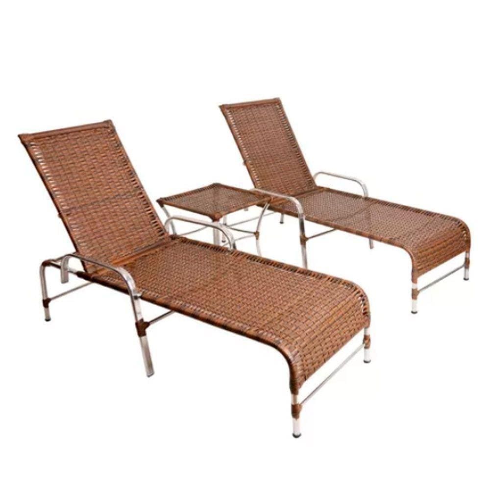 Kit 2 Cadeiras Espreguiçadeiras Catar E Mesa Garden Trama Argila