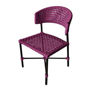 Cadeira Hortz Corda Náutica Base em Alumínio Preto/rosa