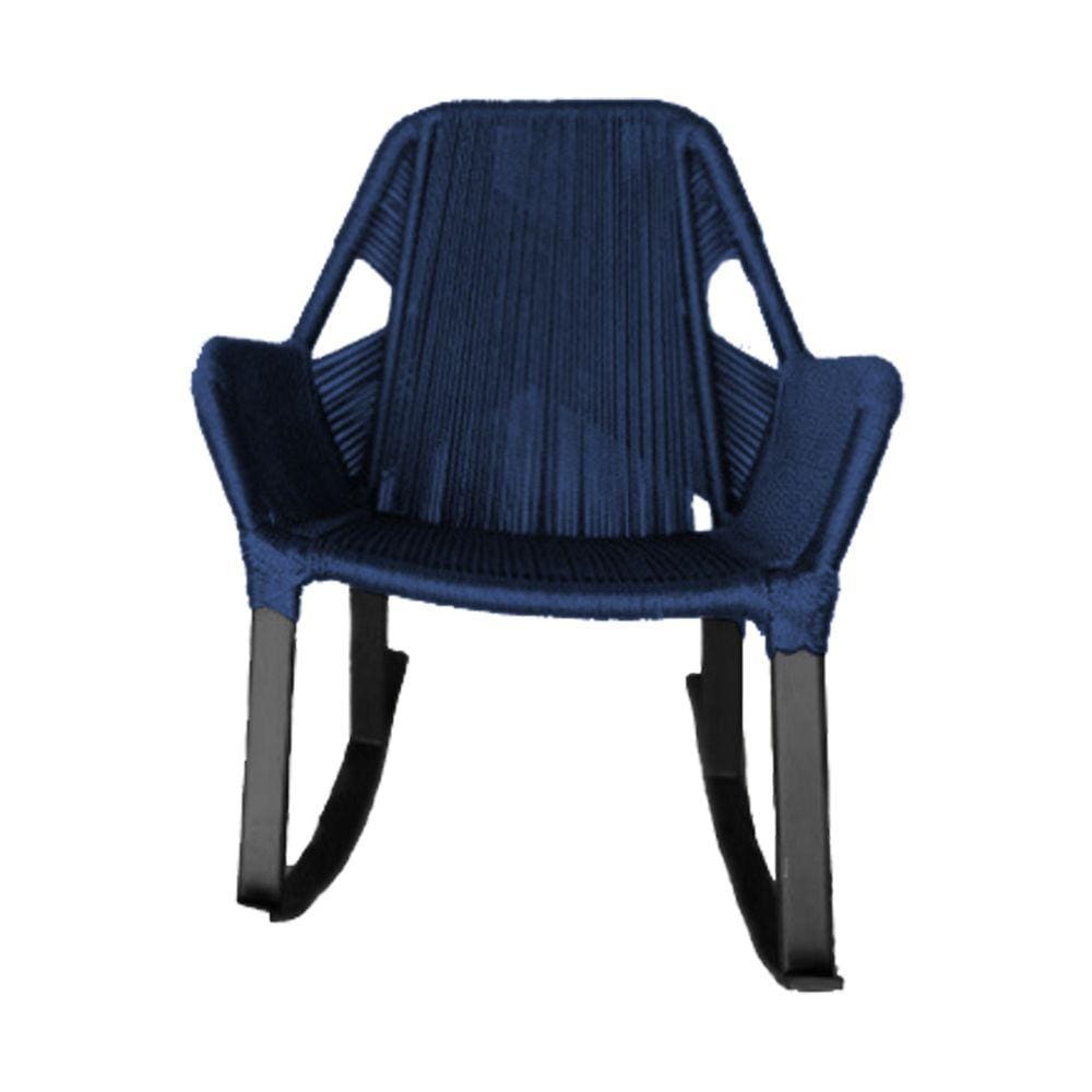 Cadeira de Balanço Athenas Corda Náutica Base em Alumínio Preto/azul Marinho