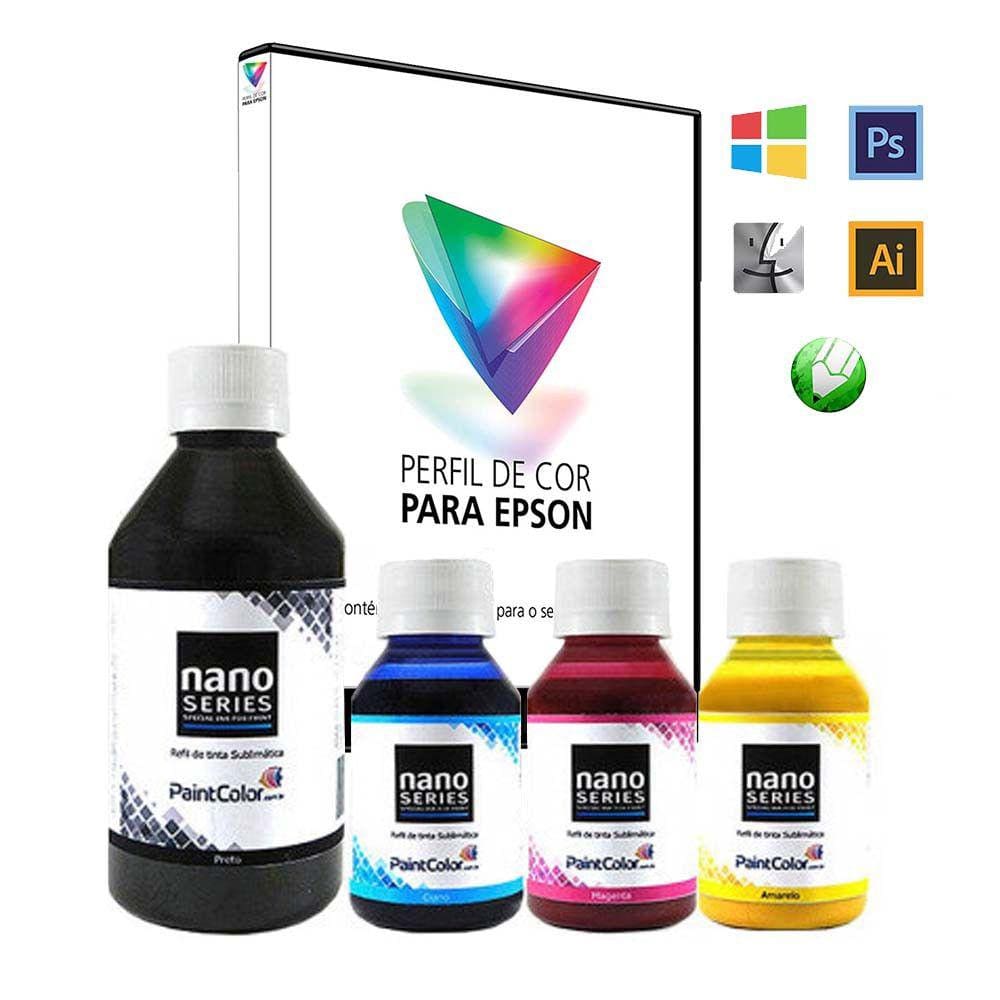 Tinta Sublimatica Nano Series 550mL - Kit com 1 Preto de 250 mL   3 Cores de 100mL