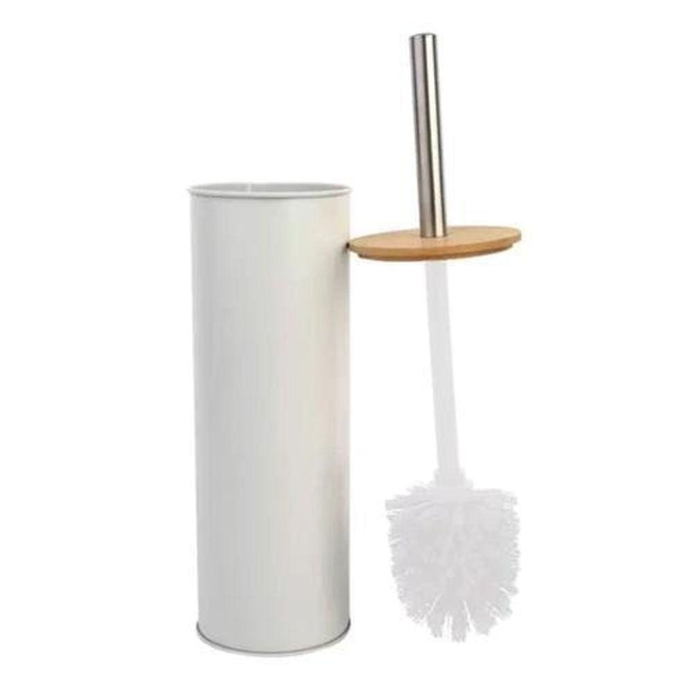 Escova Sanitária Com Tampa Bambu - Branco