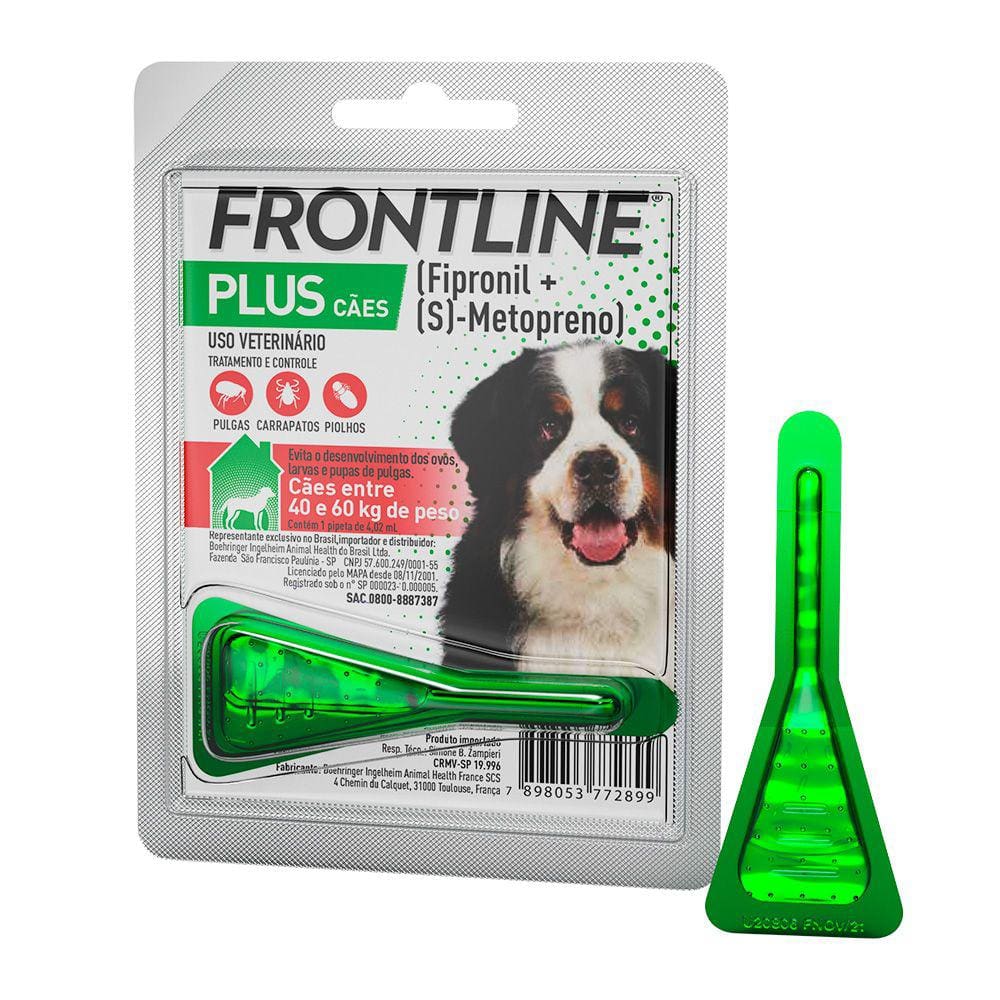 Frontline Plus Antipulgas e Carrapatos Cães 40 a 60kg