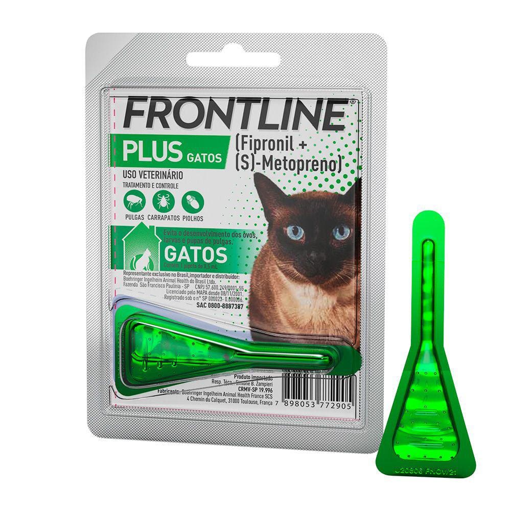 Frontline Plus Antipulgas e Carrapatos Gatos 0,5ml