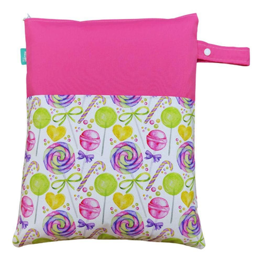 Saco Impermeável Grande Organizador Fralda Roupa Suja Limpa - Pirulitos Rosa