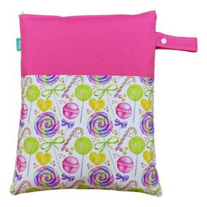 Saco Impermeável Grande Organizador Fralda Roupa Suja Limpa - Pirulitos Rosa