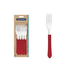 Conjunto De Garfos Leme Com Lâminas Em Inox E Cabos De Polipropileno Vermelho 12pçs - Tramontina