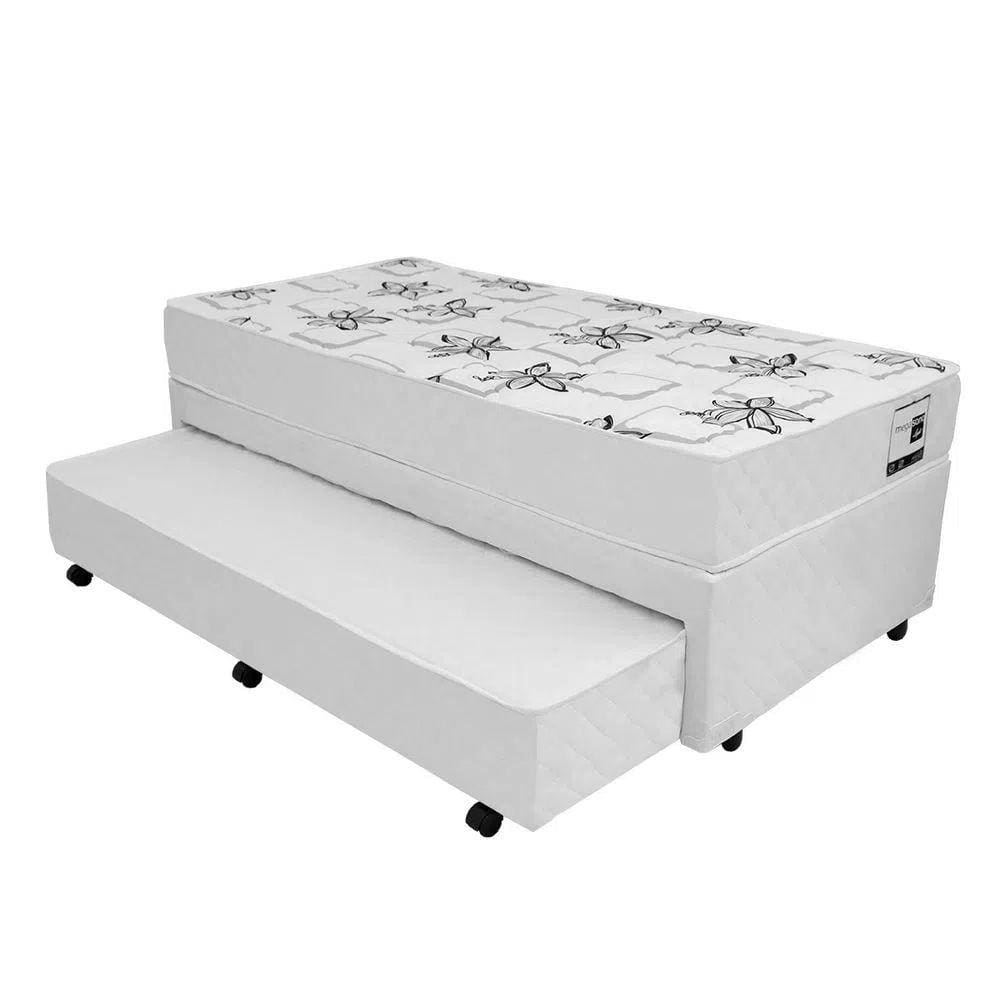 Colchão Solteiro Americano Mega Light Branco + Bicama Box com Auxiliar em Molas - 096x203