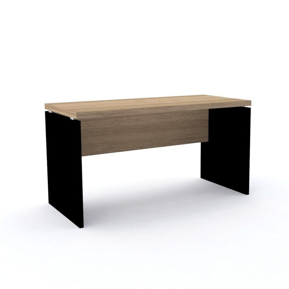 Mesa de Escritório Pé Painel PE40 em MDP 150 x 70 cm Base Preta Cor Noce Naturalle Base Preta