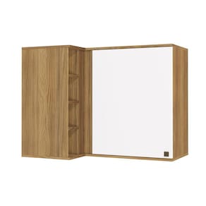 Armário Aéreo de Canto Reto Celeste Kappesberg 100% MDF 1 Porta 4 Nichos Nogueira/Branco 98cm