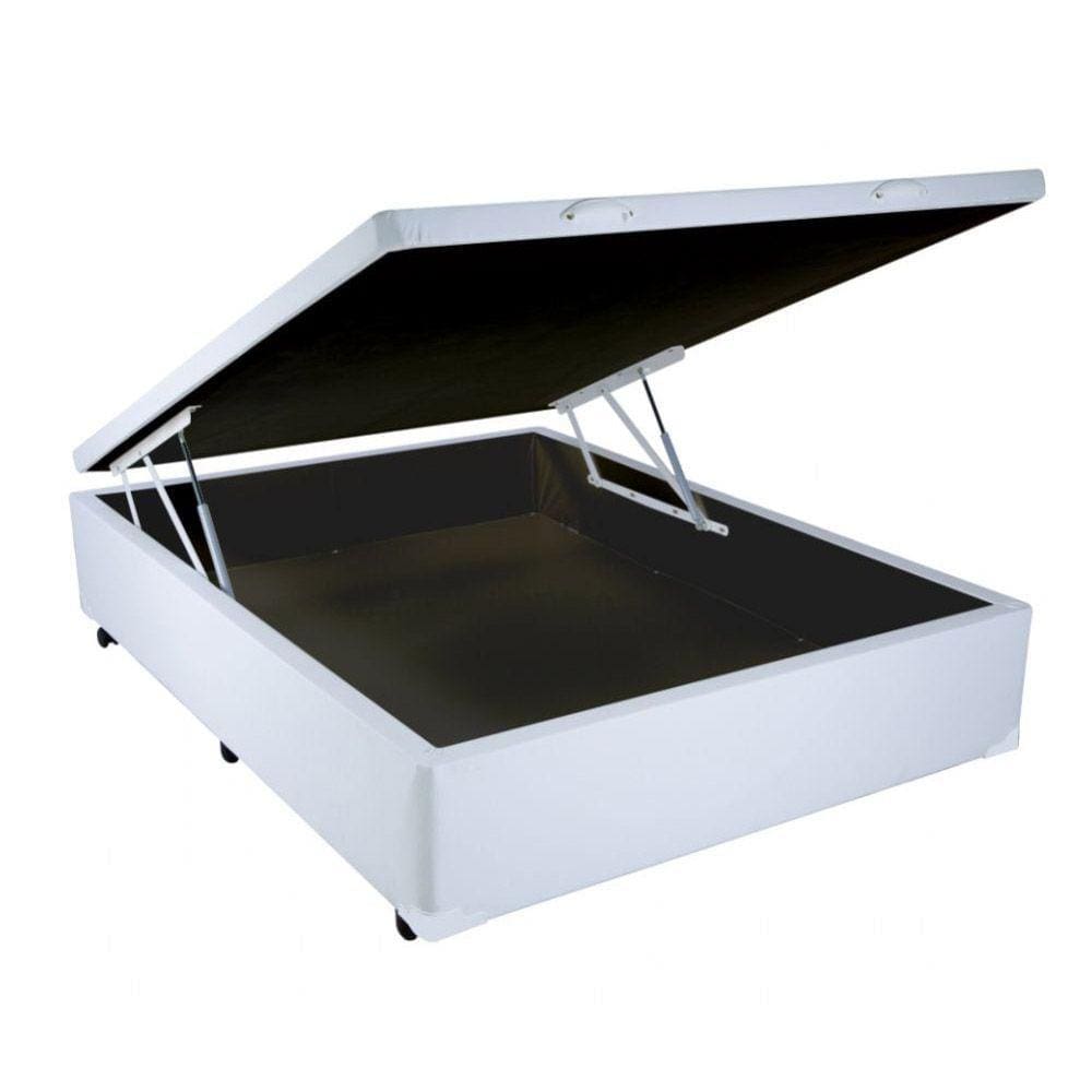 Cama Box Casal com Baú Sonnoforte Corino Branco - 128x188
