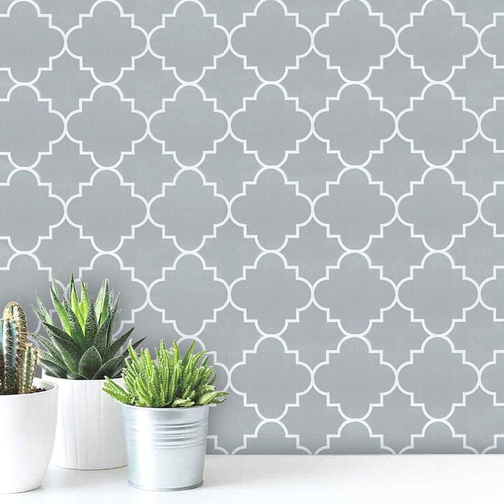 Papel de Parede Geométrico Arabesco, Super Resistente Autocolante Lavável Quarto Sala Copa Cozinha
