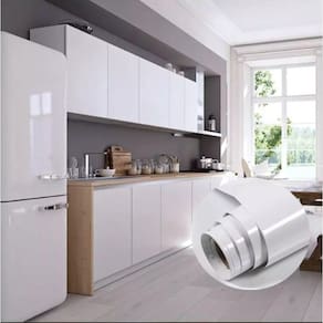 Papel de Parede Branco Brilhante Vinil Auto Adesivo à Prova Água Revestimento de Móveis e Parede Bancada